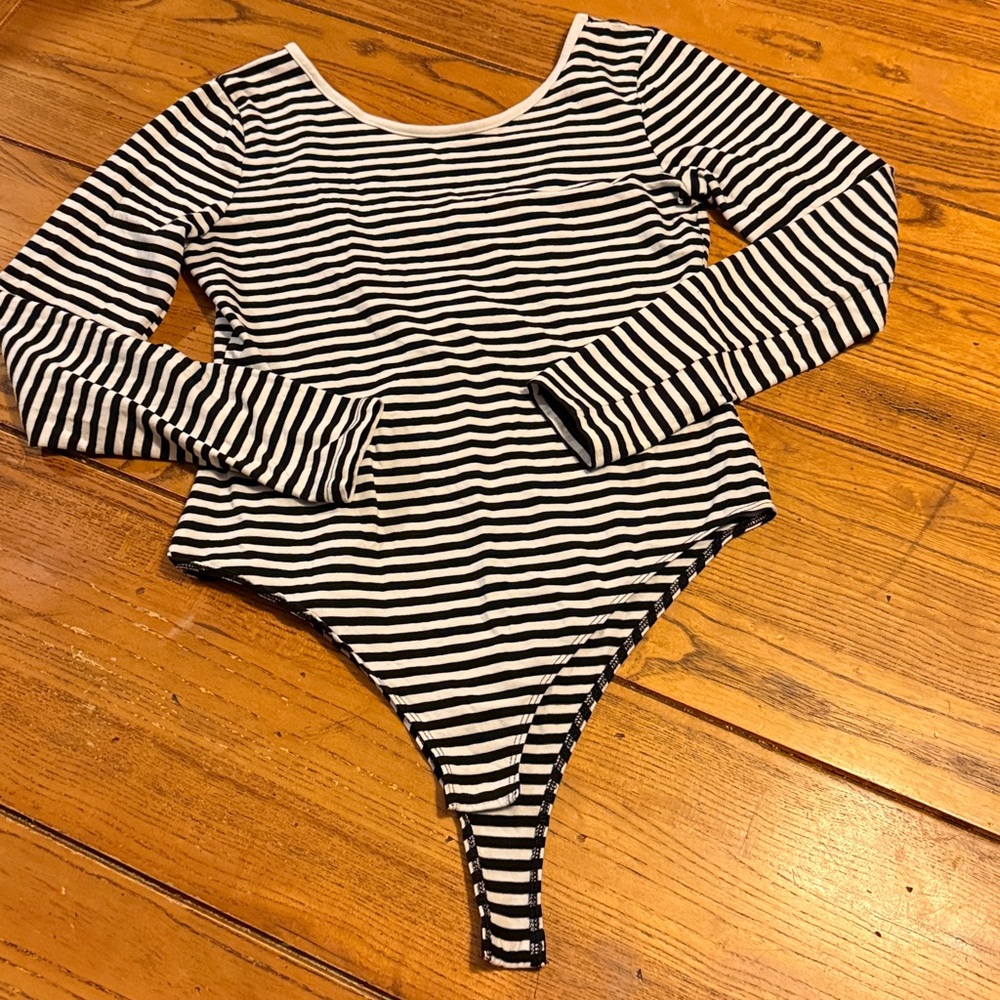 Black and White Striped Bodysuit